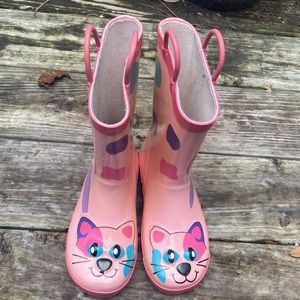 Girls Pink Rain Boots size 13/1 with cats